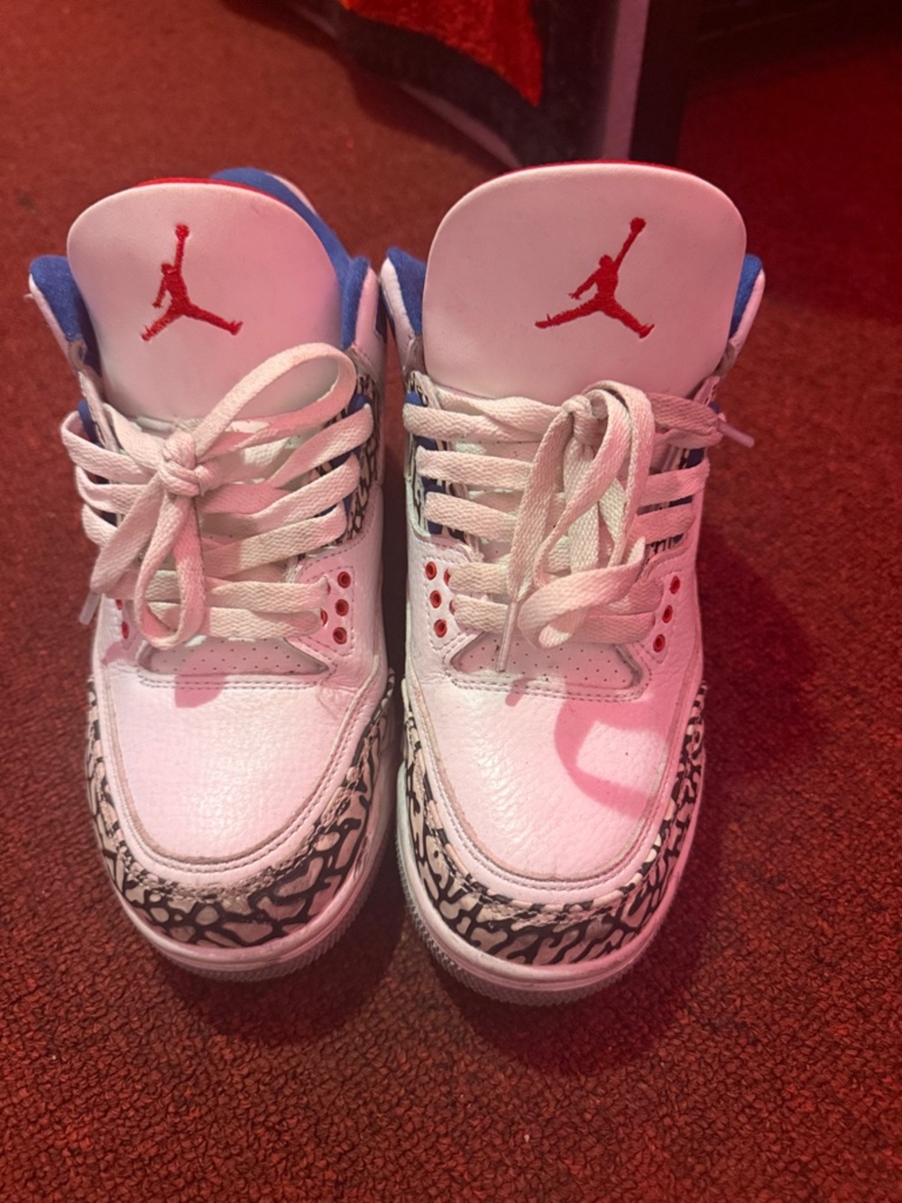 Jordan Kids White, Blue & Red Retro Basketball Sneakers